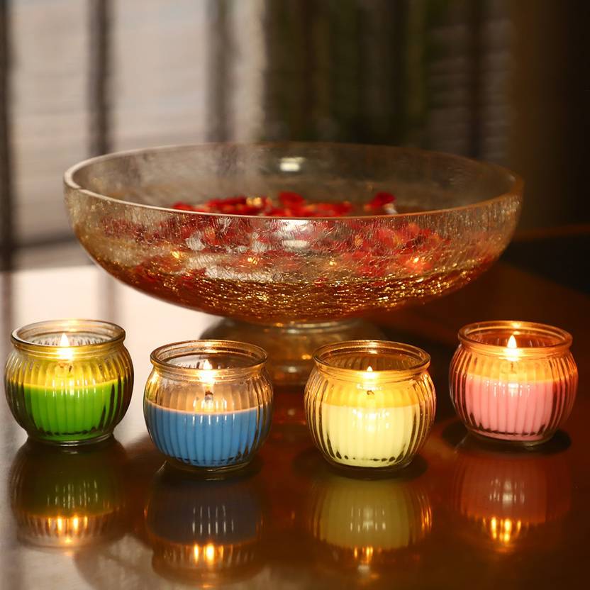Lighthaus Set Of 4 Richly Scented Candles In Globe Jars In