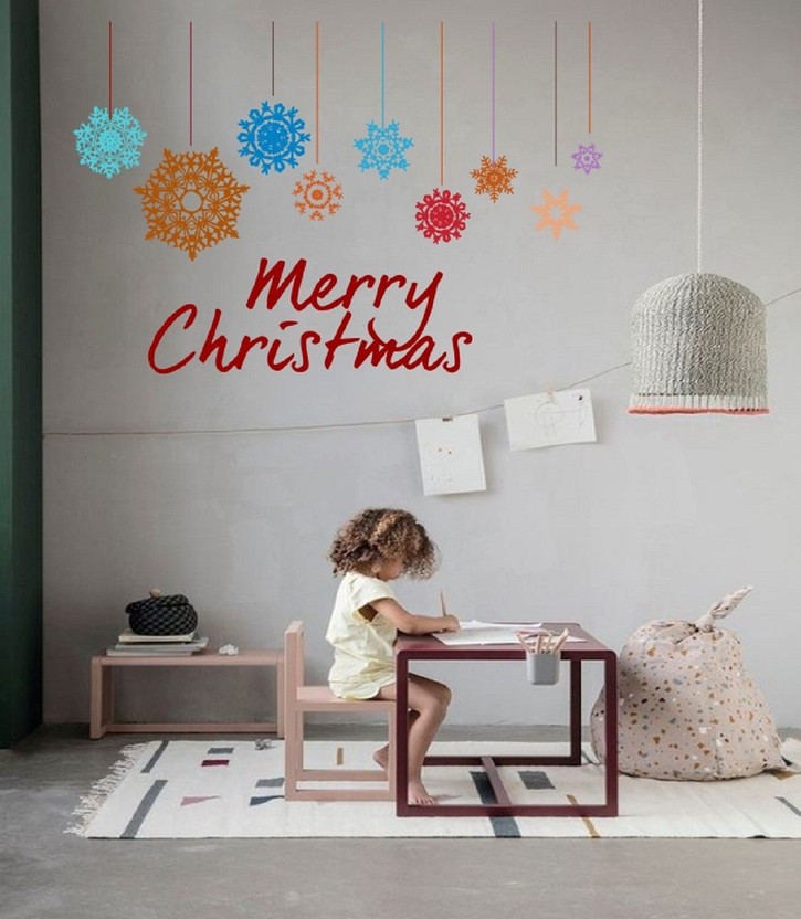 Decor Decor Villa 53 cm Christmas Wall Sticker (Snow flakes,Size - 53 x 25 cm) Removable Sticker(Pack of 1) - Flipkart Deal