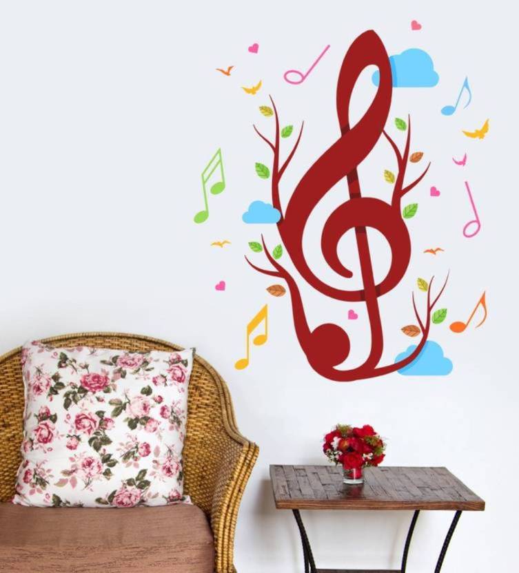 fantaboy musical note print wall decal/sticker (62 x 42 cm) price in