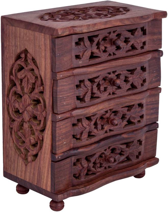 Craft Art India Hand Carved Wooden Jewellery Jewelry Storage Box Craft Art India Hand Carved Wooden Jewellery Jewelry Storage Box Cabinate