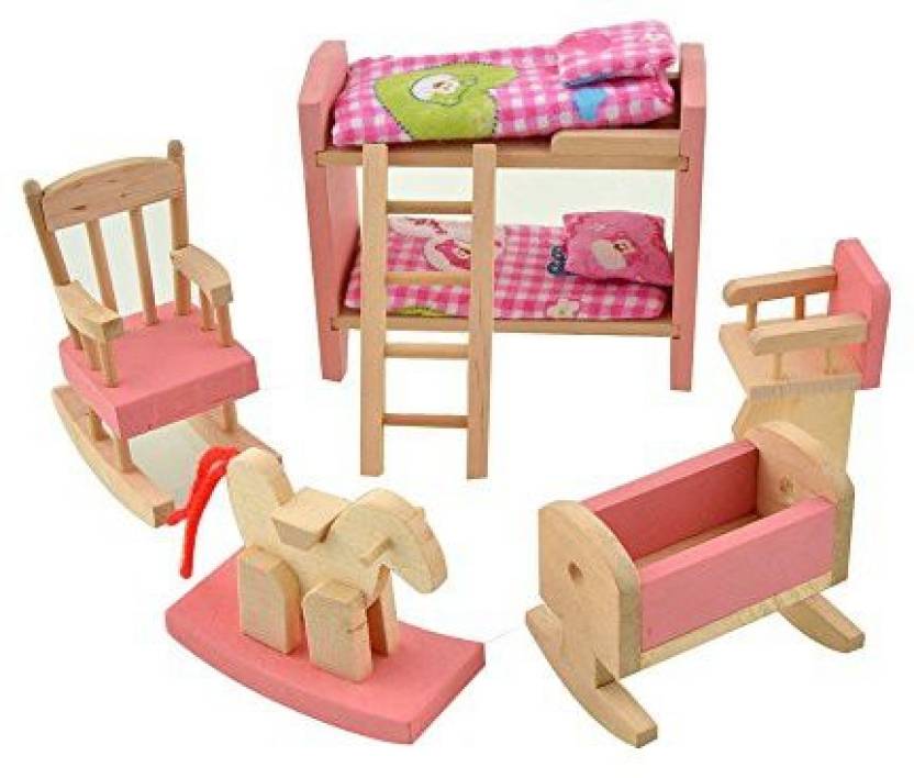 Dreams Mall Wooden Doll House Furniture Set Toy For Baby Kids