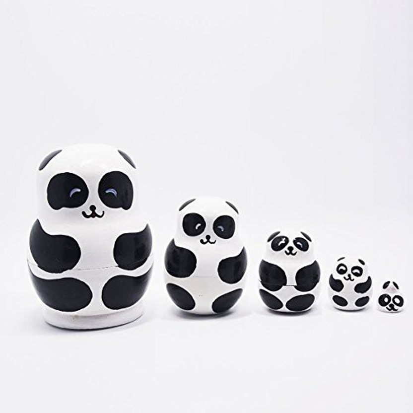 Cute Wooden Russian Nesting Babushka Matryoshka 15 Dolls Family Panda Bear