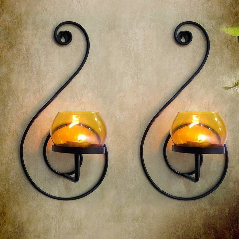 Collectible India Pair Of 2 Metal Tealight Candle Holder
