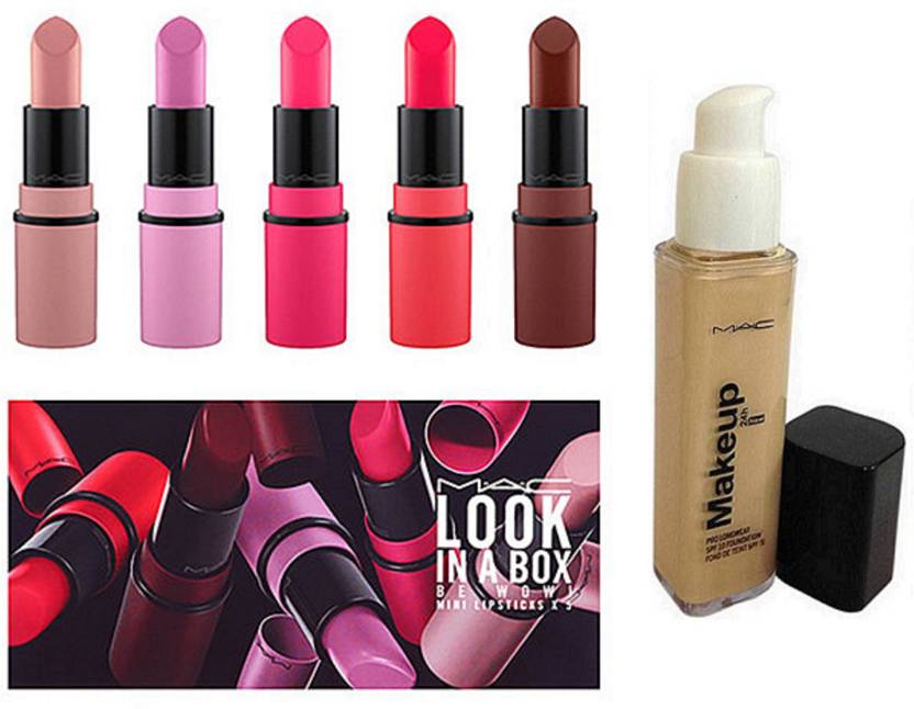 M A C Mini Lipstick Combo Set Of 5 With Makeup Foundation Price In