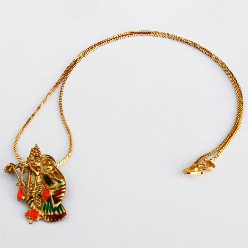 Beadworks Radha Krishna Gold Plated Religious God Pendant With Chain For Men Women By Beadworks Gold Plated Brass Locket