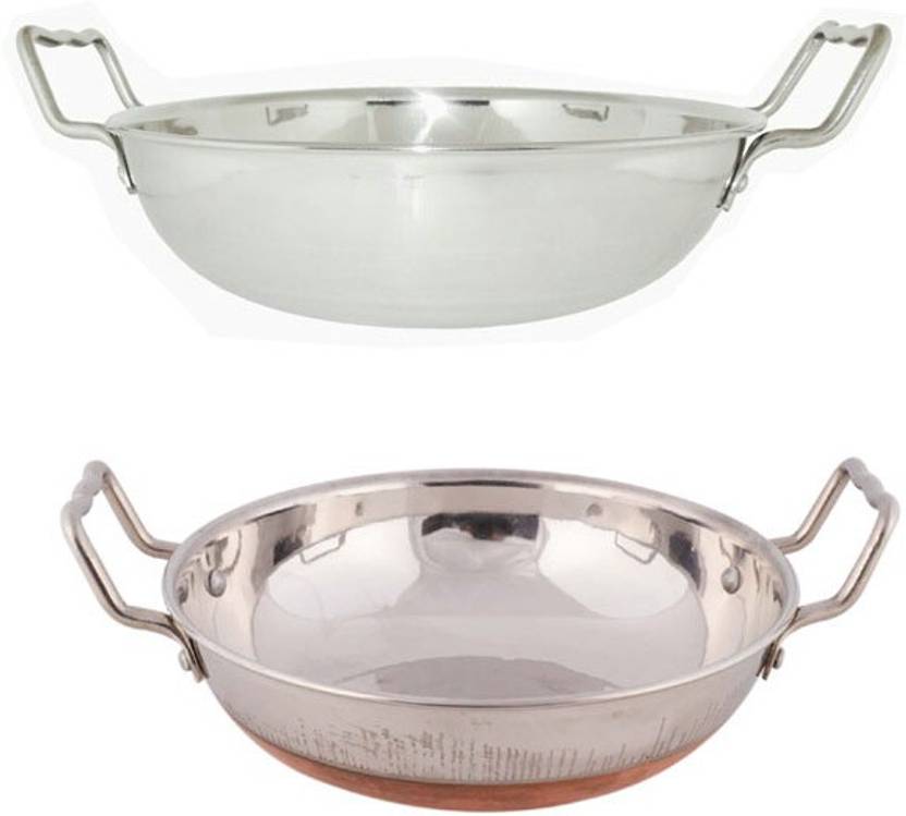 Jalpan Cookware Kadhai Combo Copper Bottom 2 Liter Round Jalpan Cookware Kadhai Combo Copper Bottom 2 Liter Round 25cm With