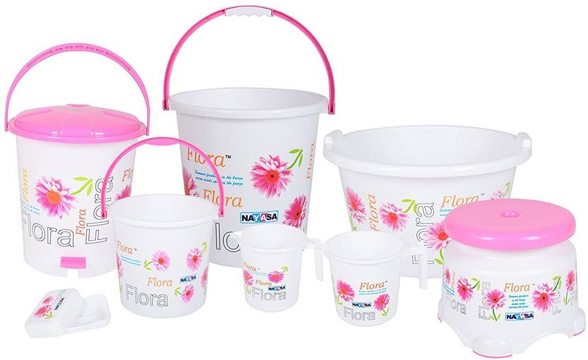 Nayasa Flora Bathroom Set 8 Pcs 20 L Plastic Bucket Nayasa Flora Bathroom Set 8 Pcs 20 L Plastic Bucket