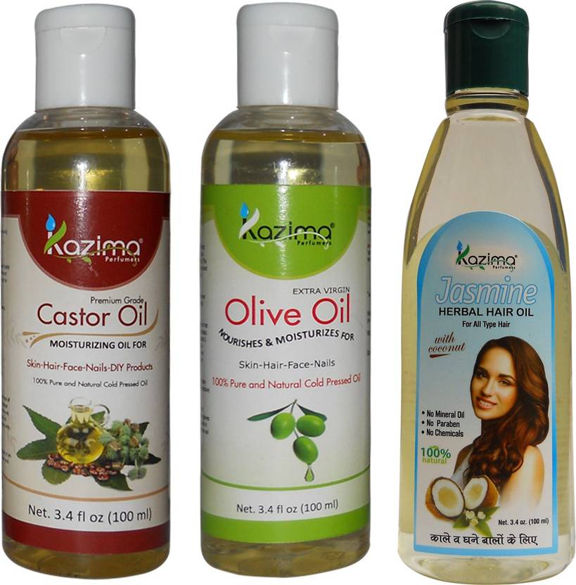 Kazima Combo Of Olive Oil Castor Oil And Jasmine Herbal Hair Oil