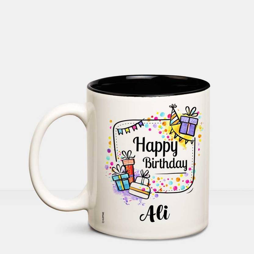 Huppme Happy Birthday Ali Inner Black Coffee Name Mug Ceramic Mug