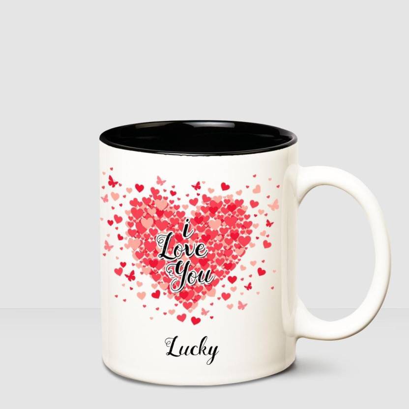 Huppme I Love You Lucky Inner Black Romantic Coffee Name Mug