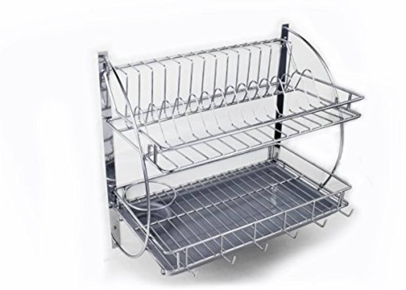 Lifetime Kitchen Rack With Removable Strong Plastic Drip Tray Lifetime Kitchen Rack With Removable Strong Plastic Drip Tray Utensil Holder Steel Wall Shelf Number Of Shelves 2