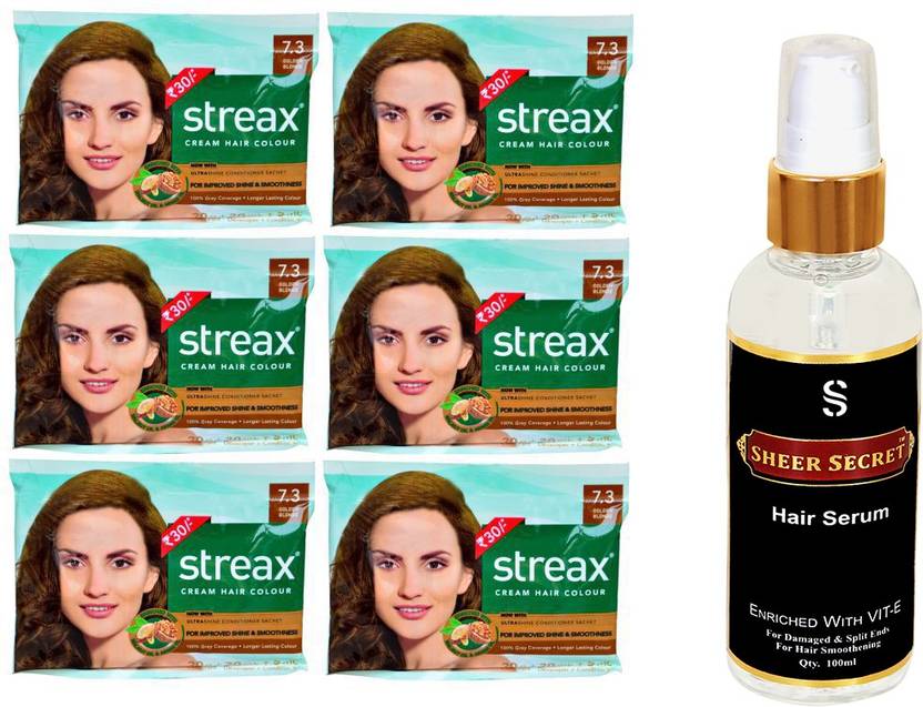 Streax 6 Gold Blonde Hair Colour Sachets No 7 3 With Sheer Secret