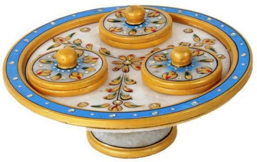 Agesartindia Decorative Rotaniol Marble Fruit Ball Marble Bowl Set