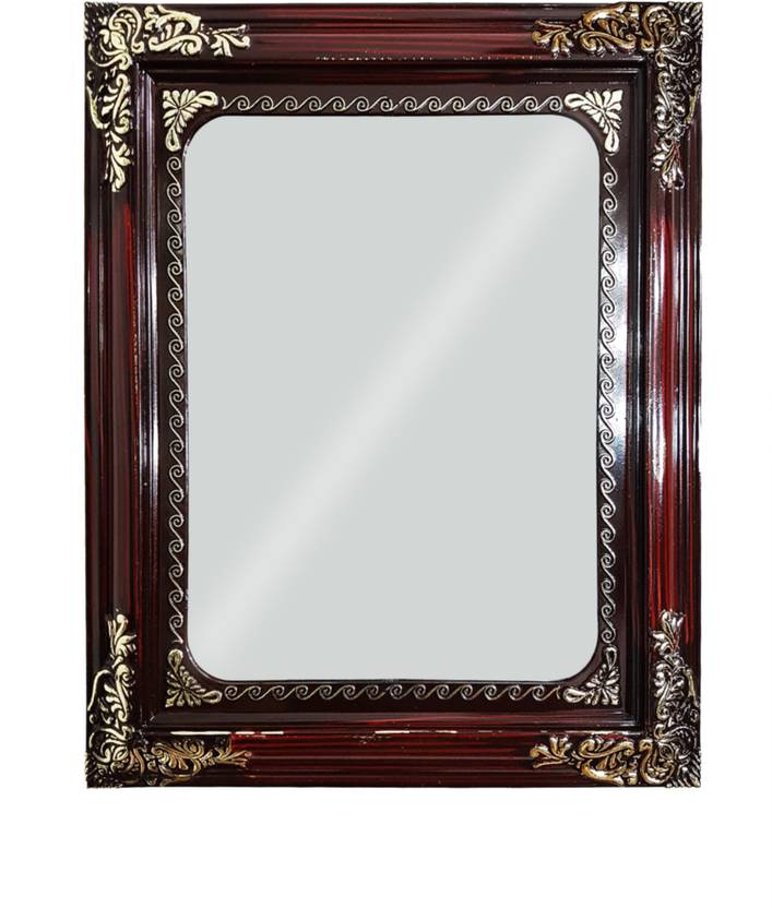 Kabello Fancy Face Mirror For Makeup And Wooden Polish Frame Mirrors Wall