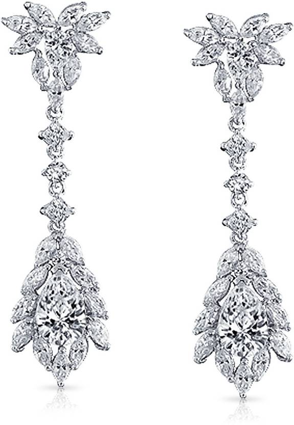 Flipkart Com Bling Jewelry Vintage Style Teardrop Cz Bling Jewelry Vintage Style Teardrop Cz Chandelier Earrings Rhodium Plated Cubic Zirconia Metal Dangle Earring