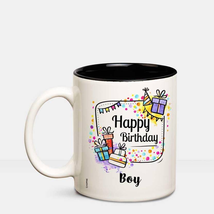 Huppme Happy Birthday Boy Inner Black Coffee Name Mug Ceramic Mug