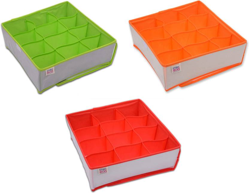 2508 Storage Box Drawer Organizer With Cover For Innerwear 2508 Storage Box Drawer Organizer With Cover For Innerwear Clothing Underwear Bra Socks Tie Etc Pack Of 3 Divider Fabric