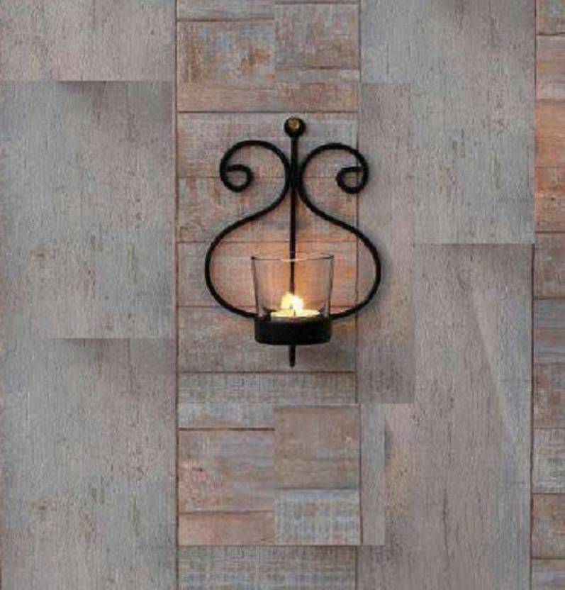 Collectible India Iron Black Tealight Candle Wall Sconce Holders Collectible India Iron Black Tealight Candle Wall Sconce Holders Hanging Holder 1