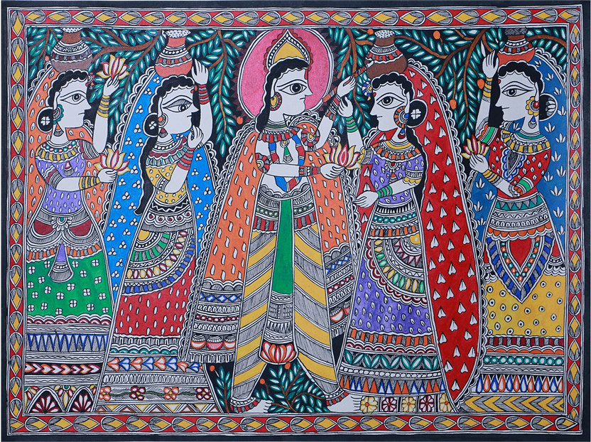 Folk Painting From The Village Of Radha Krishna In A Fish