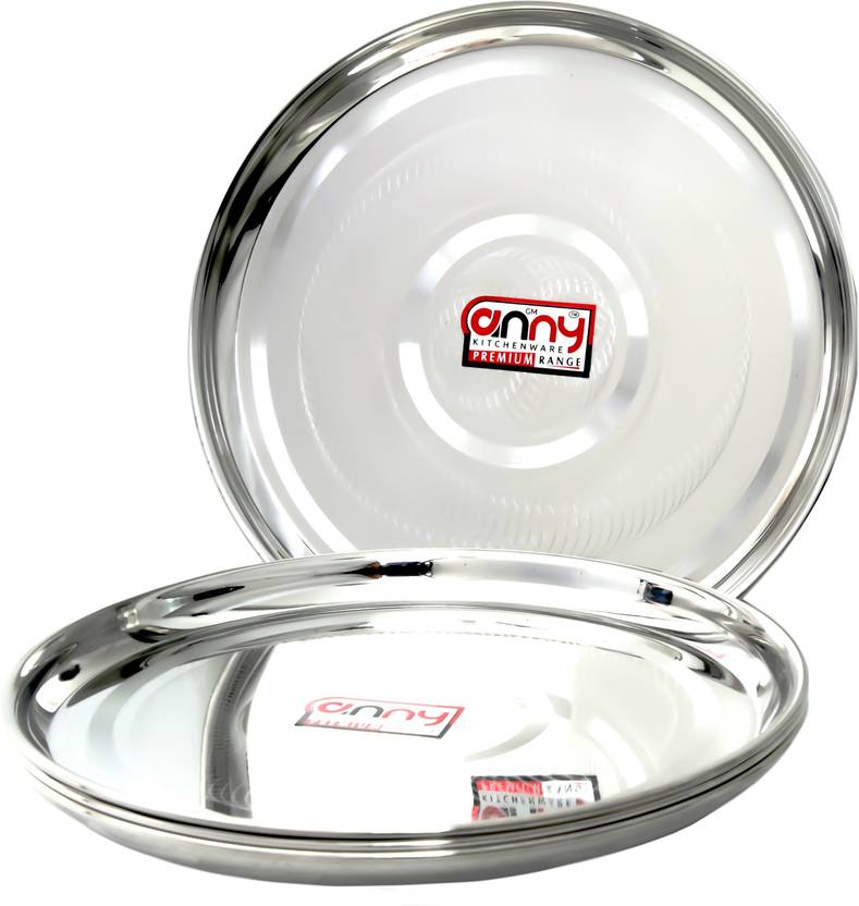 Anny Stainless Steel Full Dinner Plates Set Of 4 (12 Inch) Dinner Plate