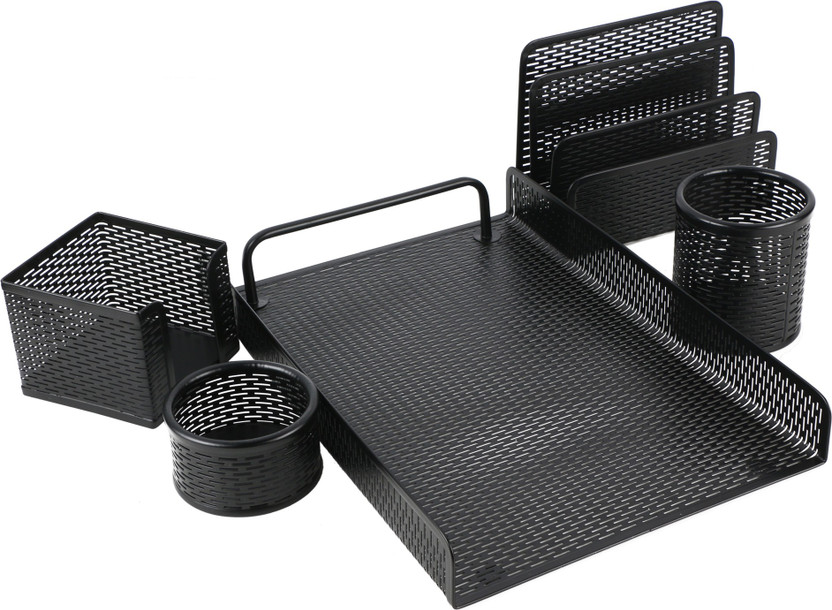 CHROME 5 Pcs Punched Metal T4305  Office Set(Black)