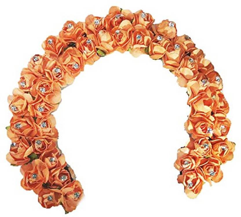Confidence Hair Accessories Bridal Gajra For Women Orange Bun
