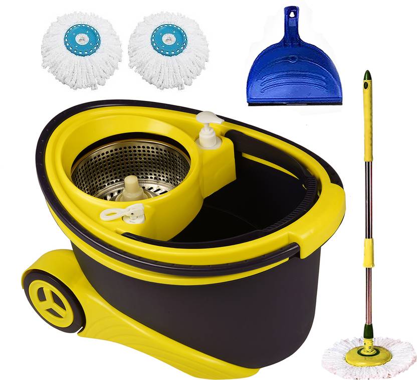 VMOP Spin Mop with Bigger Wheels & Auto Fold Handle for 360 Degree