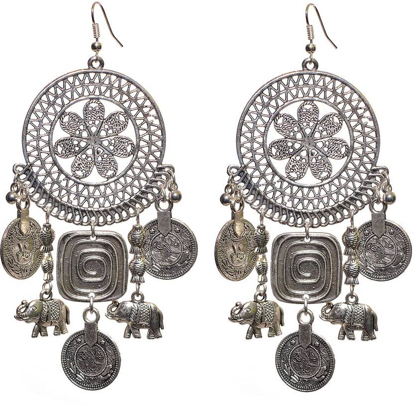 Flipkart Aamoddhini Stylish Ager Silver Aamoddhini Stylish Ager Silver Ethnic Banjara Boho German Br Metal Earrings For Women And