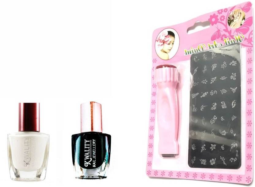 Iris 7 Nail Art Stamp Kit With Black And White Nail Paint Price In