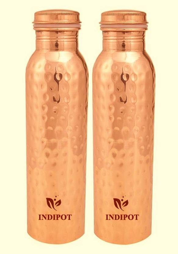 Indipot 100 PURE COPPER LUXURY HAMMERED COPPER BOTTLE 1000 ml Bottle