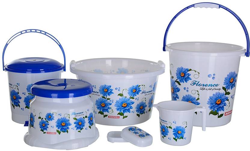 Rudraent Modwell Plastic Bathroom Set Blue Pack Of 6 20 L Rudraent Modwell Plastic Bathroom Set Blue Pack Of 6 20 L Bucket