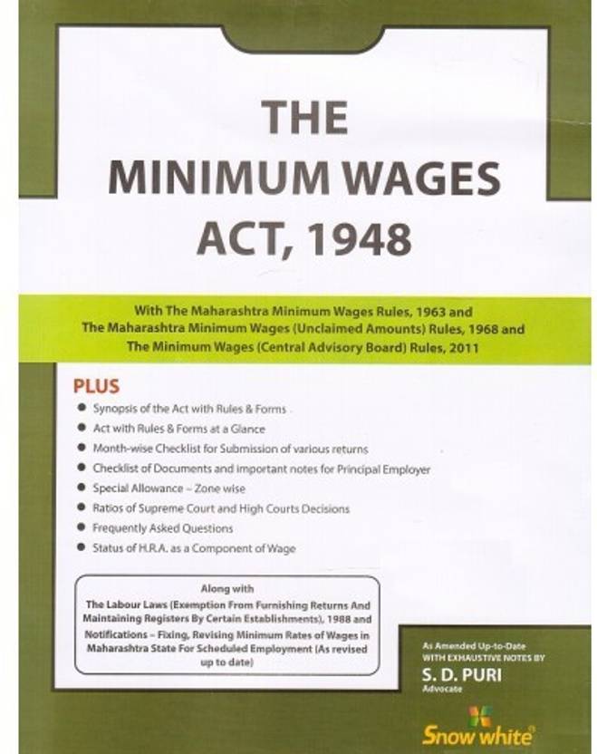 Snow White S The Minimum Wages Act 1948 Bare Act By Adv S D