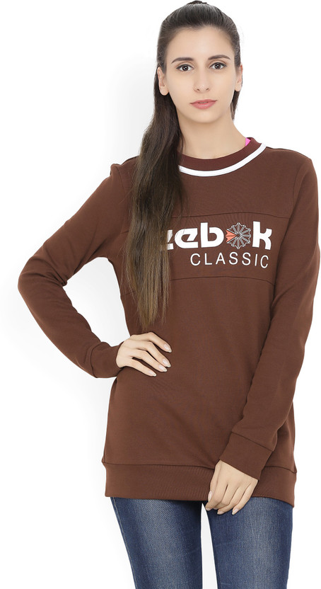 reebok sweatshirt womens brown