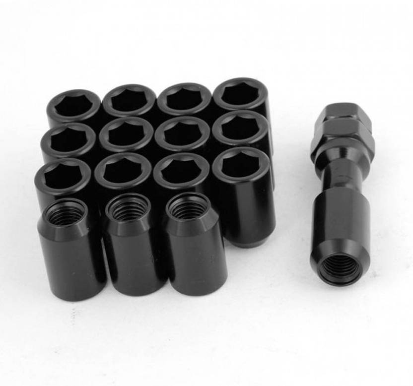 fuji 16 Pcs M12 x 1.5 Black Metal Hex Locking Lug Nuts Screw Antitheft for Vehicles Car Wheel