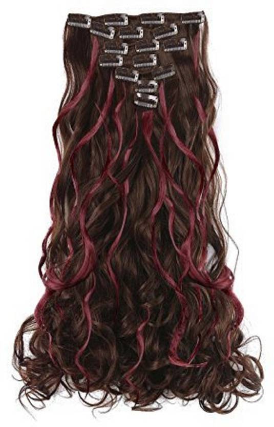 Kabello Curly 6 Pcs And 14 Clips Burgundy Highlighting Extension