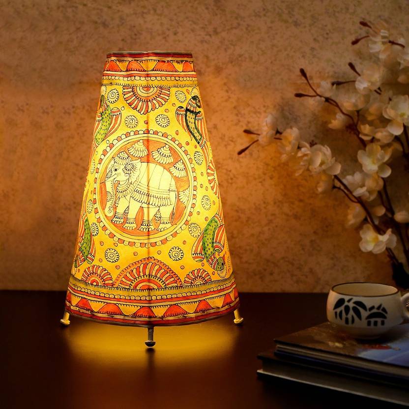 Unravel India Elephant Leather Puppetry Floor Table Lamp Table
