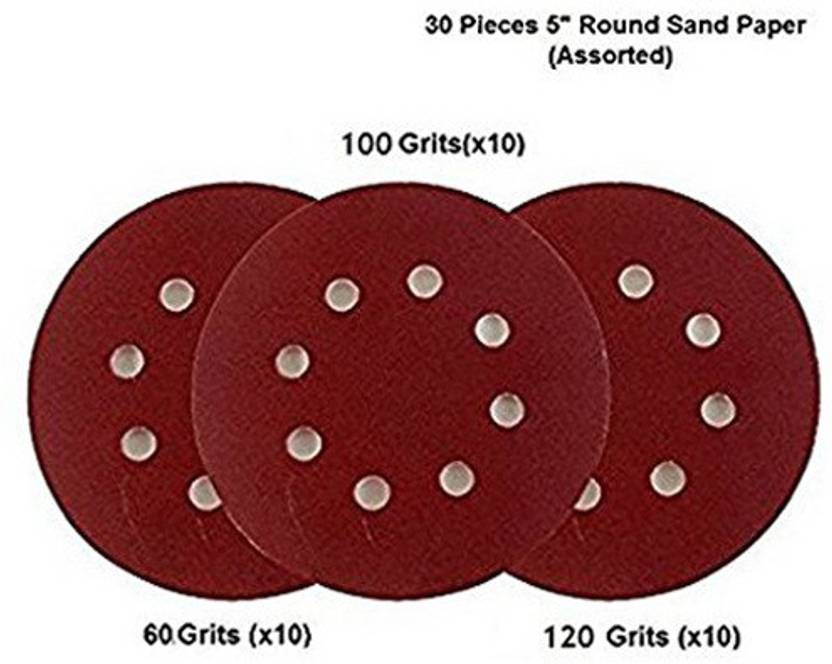 ISC Velcro Sanding Disc Paper 60/100/120 Grit For Velcro Pad 5" (Pack
