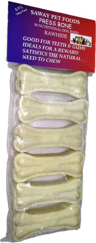 SAWAY Raw Hide Press Bone Healthy Calcium Treat (3" 6 Piece) Beef, Chicken Dog Treat(180 g)