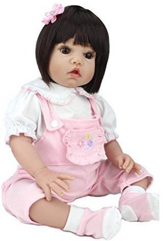 Generic Lifelike Silicone Reborn Baby 22 Vinyl Black Hair Girl