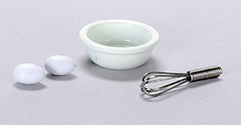 Dollhouse Miniature Bowl of Eggs with Wisk