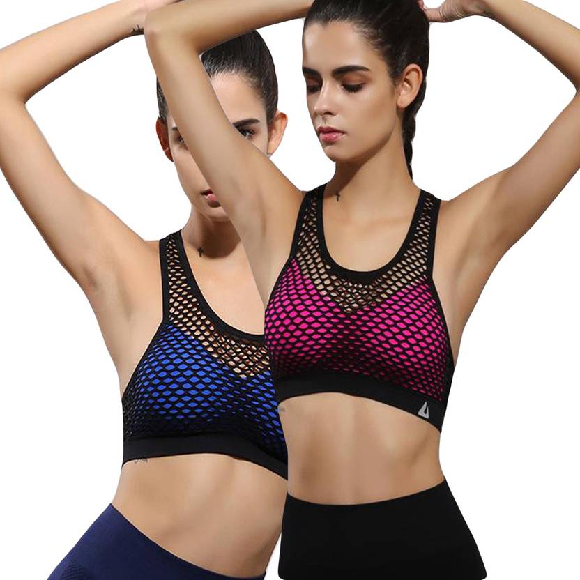 Grapple Deals By Combo Of 2 Fashion Sexy Women Crop Top Cropped Padded Bra Tops Vest Fitness Stretch Women S Tanks Mesh Hollow Out Workout Bras For
