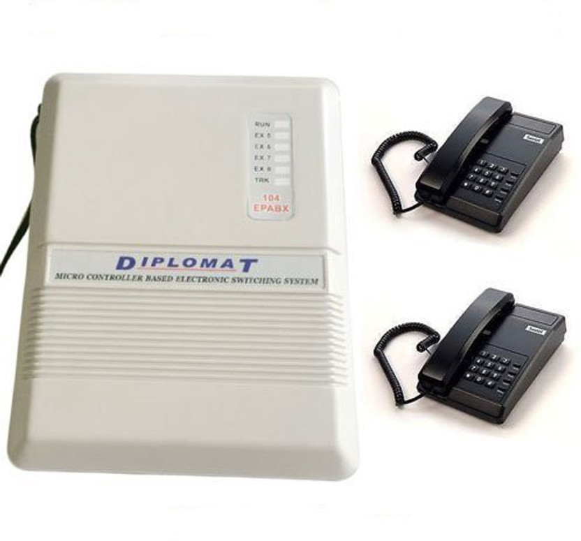 GRD Diplomat EPABX 104 Intercom System and 2 Phone set Corded Landline Phone(Black)
