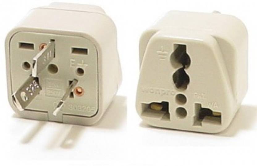 Gadget Wagon India To Usa America Canada 3 Pin Converter Plug Gadget Wagon India To Usa America Canada 3 Pin Converter Plug Adapter 6 16a 1 Socket Surge Protector White