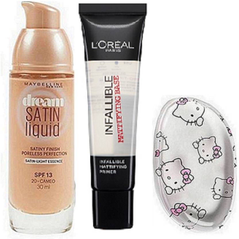 MAYBELLINE NEW YORK Dream Satin Liquid Foundation, Silicon Puff, Loreal