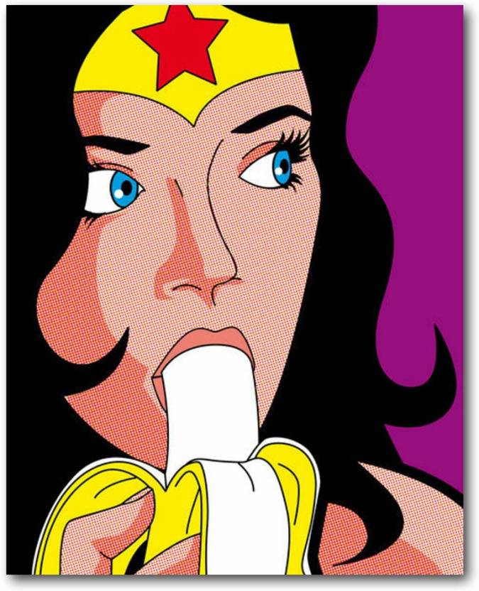 Wonder Woman Banana Pop Art Canvas 12 X 15 Inch Stretched