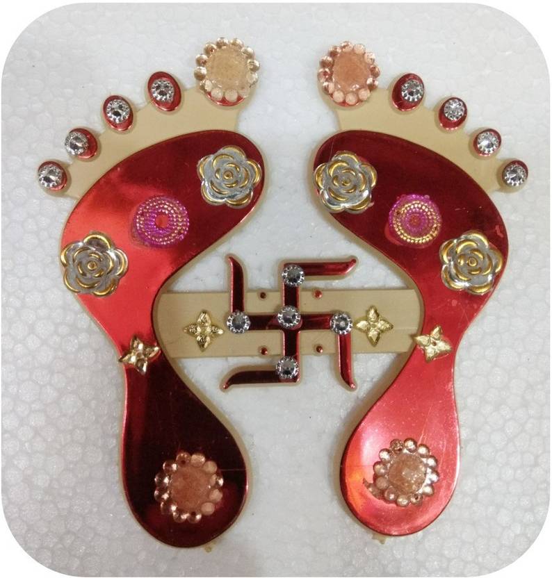 Shreeji Decoration Small 2 Pair Of Small Pagla Sticker With Flower
