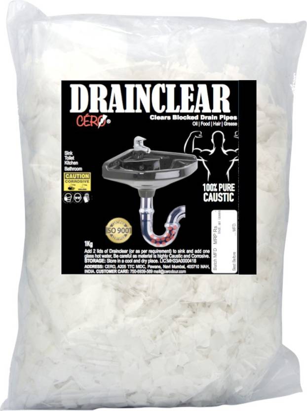 Cero Drainclear Dry Powder To Clear Clogged Drains Sinks And Pipes 1kg Crystal Drain Opener
