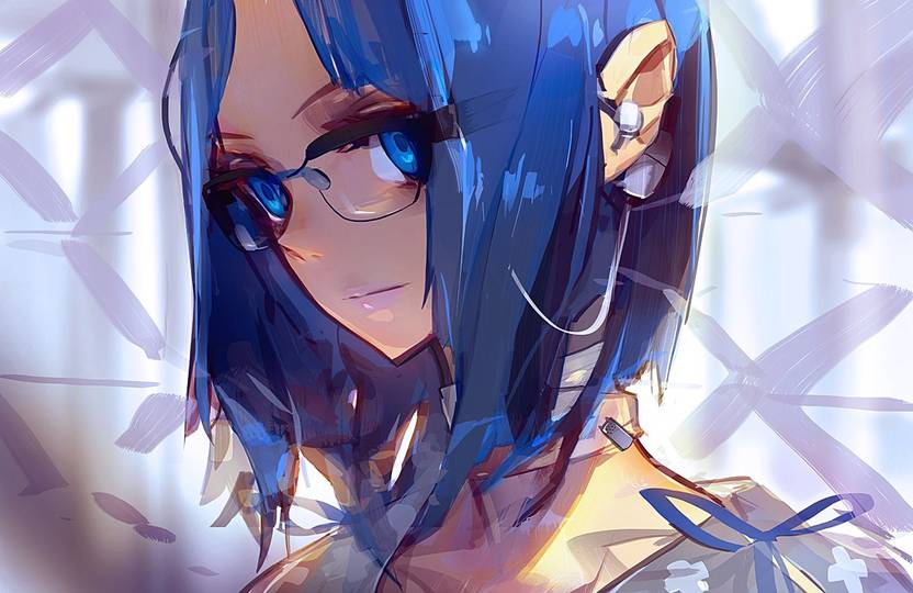 Pl Anime Headphones Meganekko Original Characters Wall