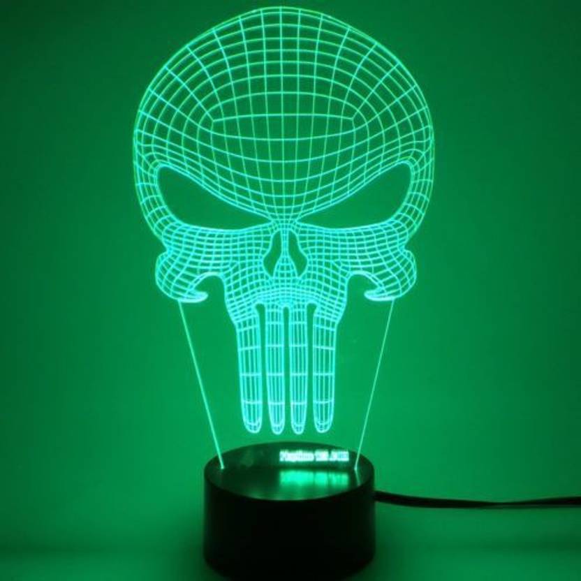 Naveed Arts 3d Illusion Led Lamp Punisher Skull With Ir Remote And Naveed Arts 3d Illusion Led Lamp Punisher Skull With Ir Remote And Usb Cable 7 Colour Changing For Decoration Gift Tl035 Night 20 Cm