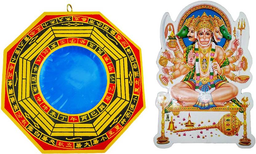 ratnatraya feng shui chinese convex bagua mirror and lord panchmukhi